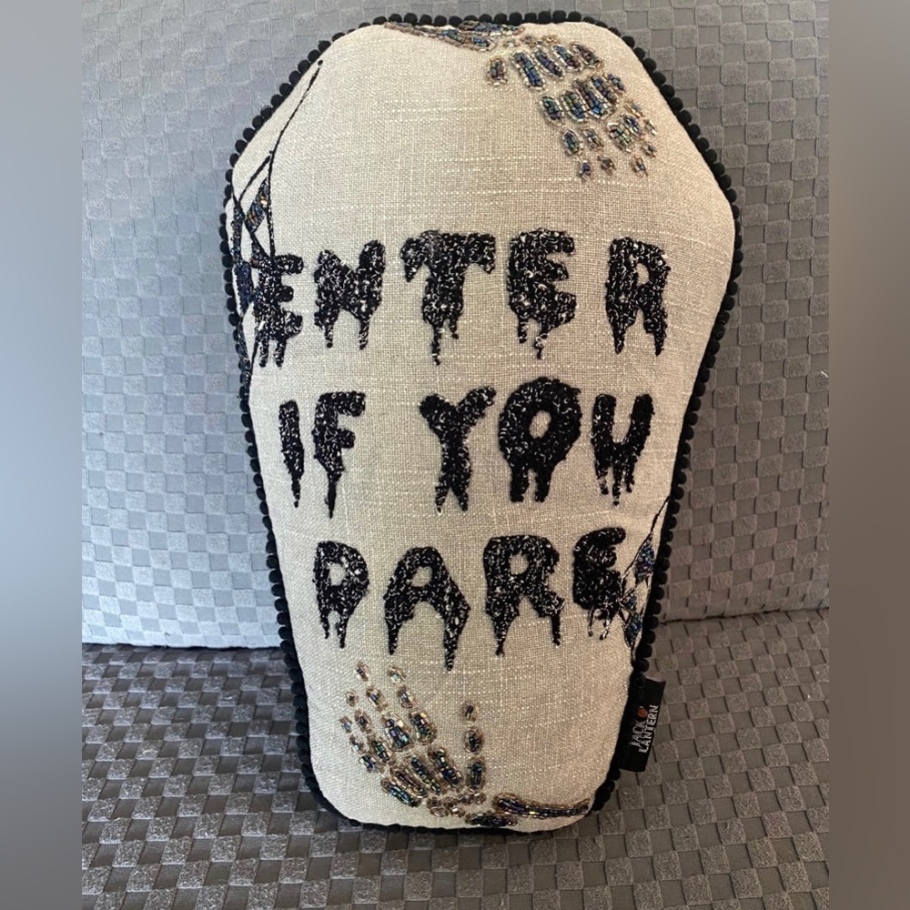 NEW “Enter If You Dare” VIRAL Halloween Coffin Pillow
